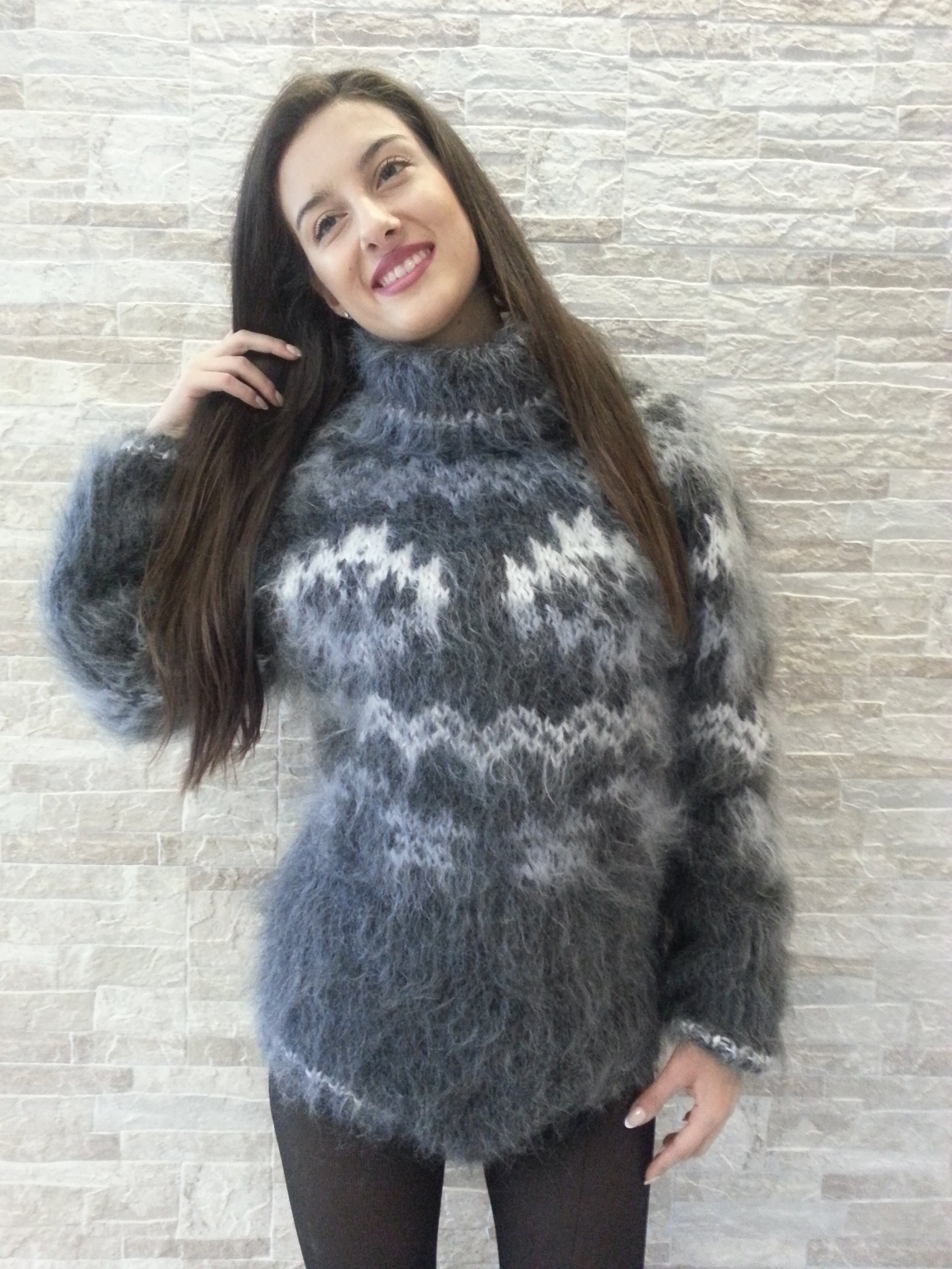 Sexy Fuzzy Multicolour Mohairsexy Bodysuit Mohair Knitwear Size S and M ...