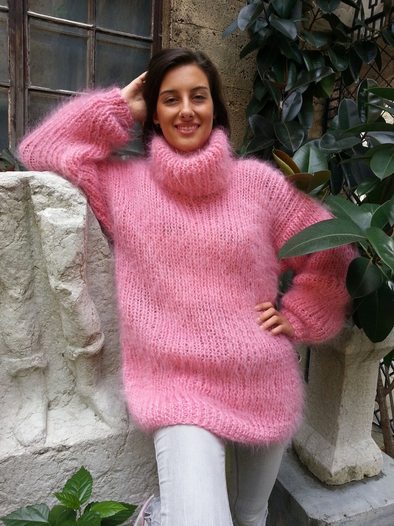 Hand Knitted Mohair Sweater Unisex Thick Fuzzy Jumper by Touch - Etsy