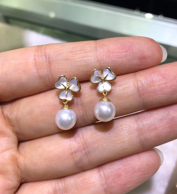 S.Leaf Purple Pearl Earrings Sterling Silver Earrings for Women AAAAA Freshwater Pearl Earrings 6mm