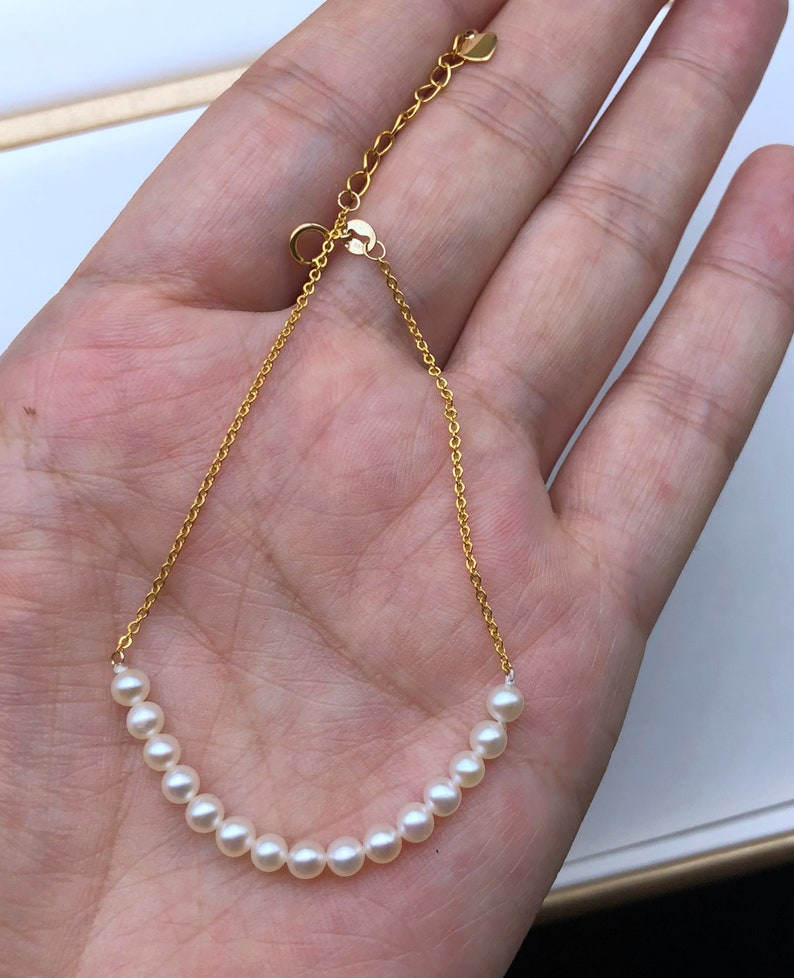 White Pearl Bracelets Freshwater Pearl Bracelet Flower Girl Etsy