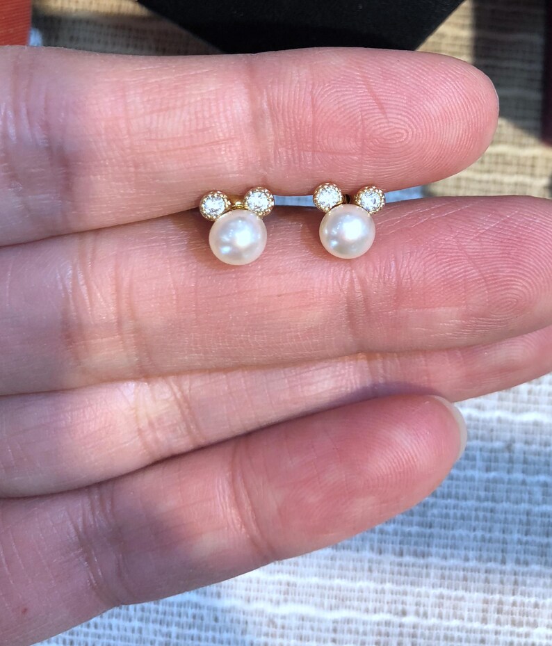 Pearl Stud Earringfreshwater Pearl Earring Studpearl Mini Etsy