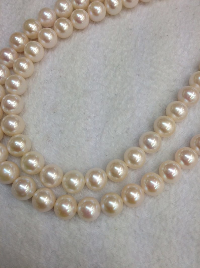 Freshwater Pearl Necklace 10-11mm 14k Gold Claps round | Etsy
