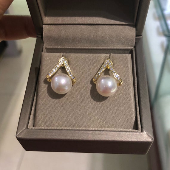 Pearl stud earrings pearl bridal earrings crystal bridal Etsy