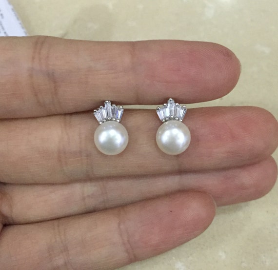 Freshwater pearl earingsgirls pearl earrings pearl stud | Etsy