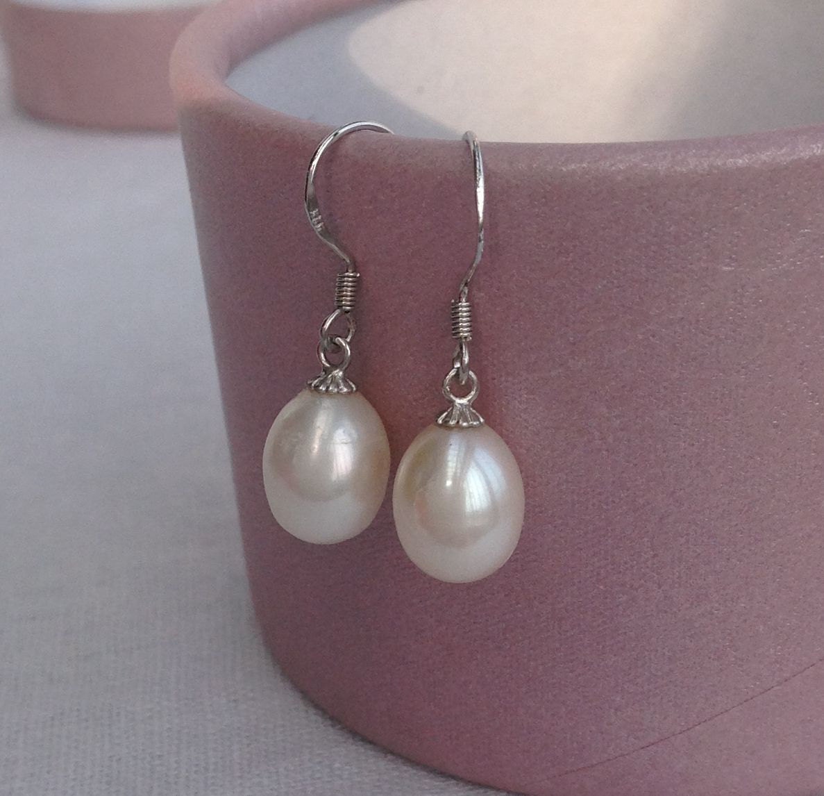 Pearl drop earingsbridal pearl earringsfreshwater pearl drop | Etsy