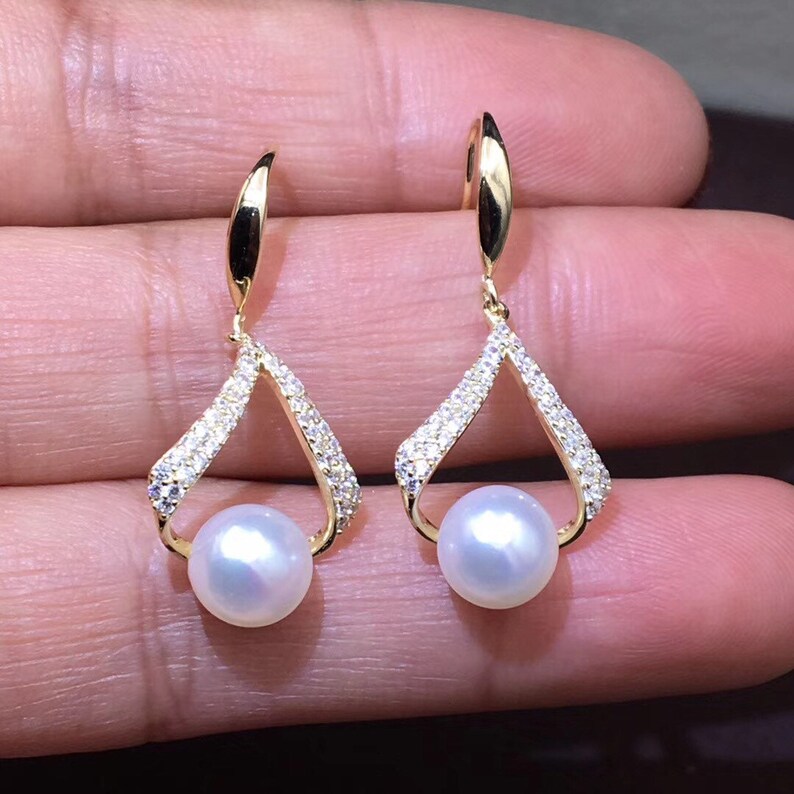 Freshwater Pearl Earrings Pearl Drop Earringswedding Pearl Etsy