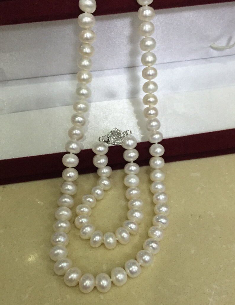 genuine freshwater pearl necklace and bracelet,white pearl necklace and bracelet,wedding pearl necklace set,bridesmaid necklace and bracelet