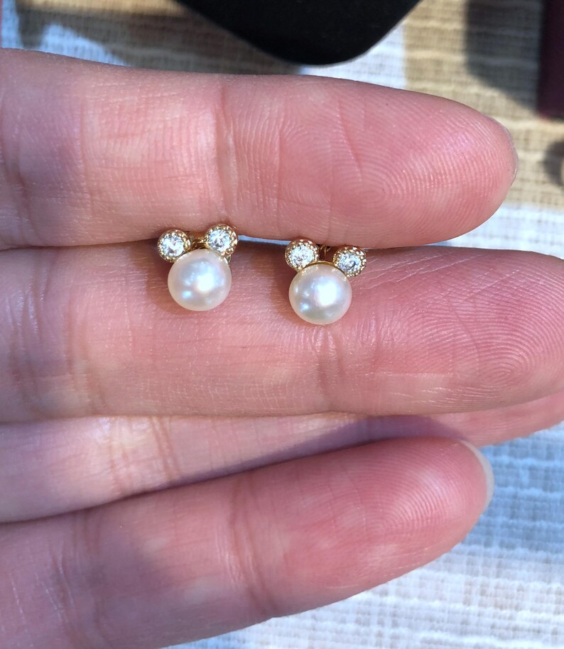 Pearl Stud Earringfreshwater Pearl Earring Studpearl Mini Etsy