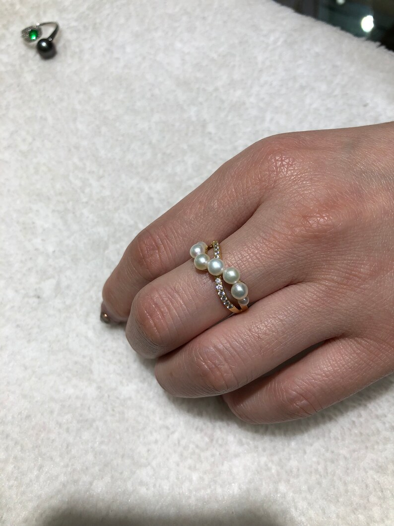 Pearl Ringspearl Promise Ringsmom Ringsmother Ringreal Etsy