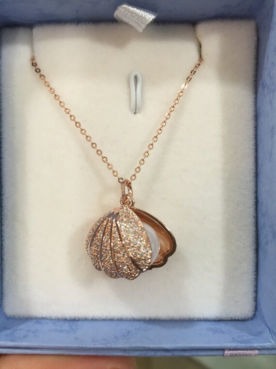 Real Seashell Pendant Necklace with Freshwater White Pearl Etsy