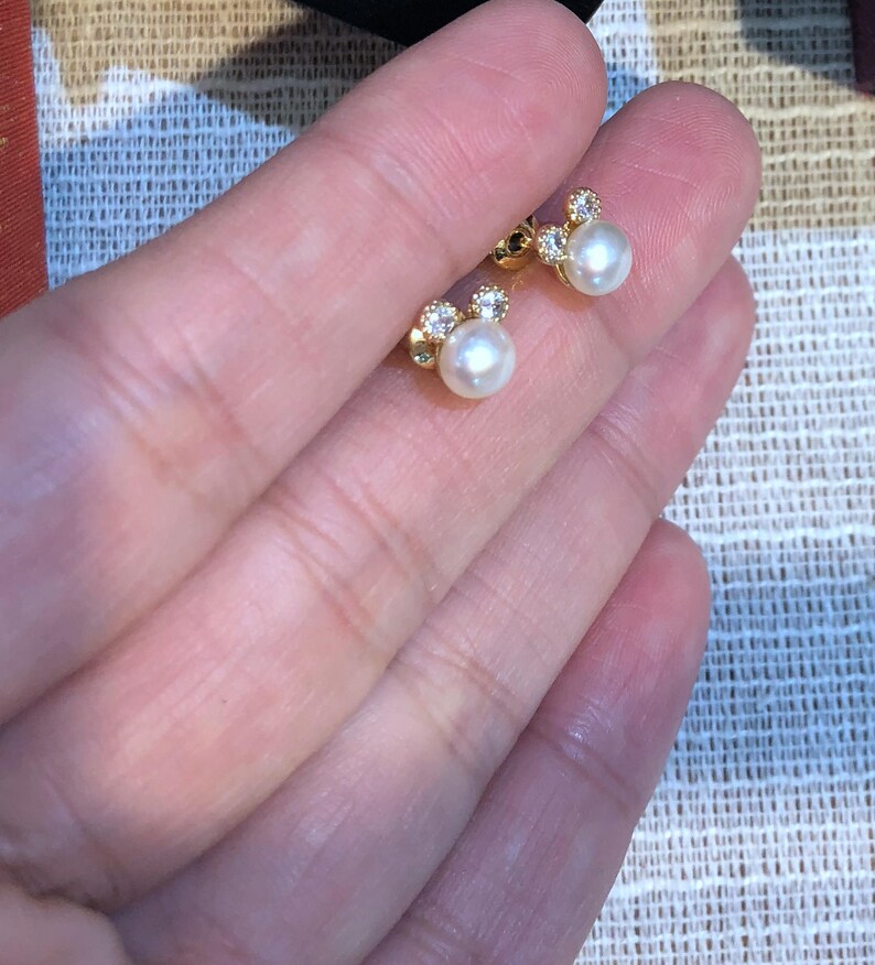 Pearl Stud Earringfreshwater Pearl Earring Studpearl Mini Etsy