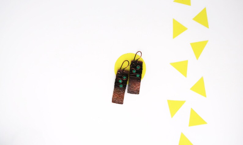 Turquoise earrings dangle Copper earring.