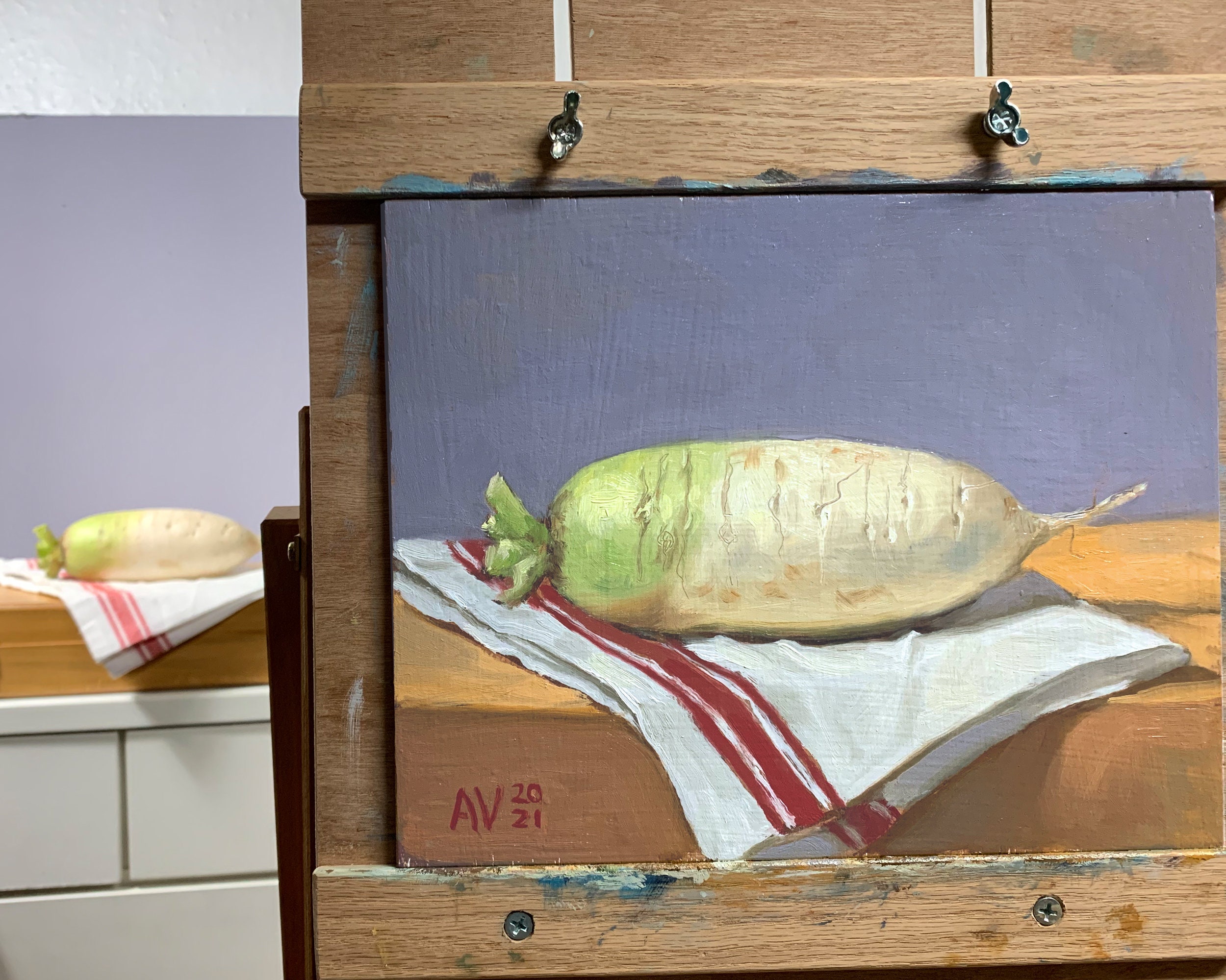 Daikon Radish Oil Painting Korean Art Vegetable Impasto Etsy