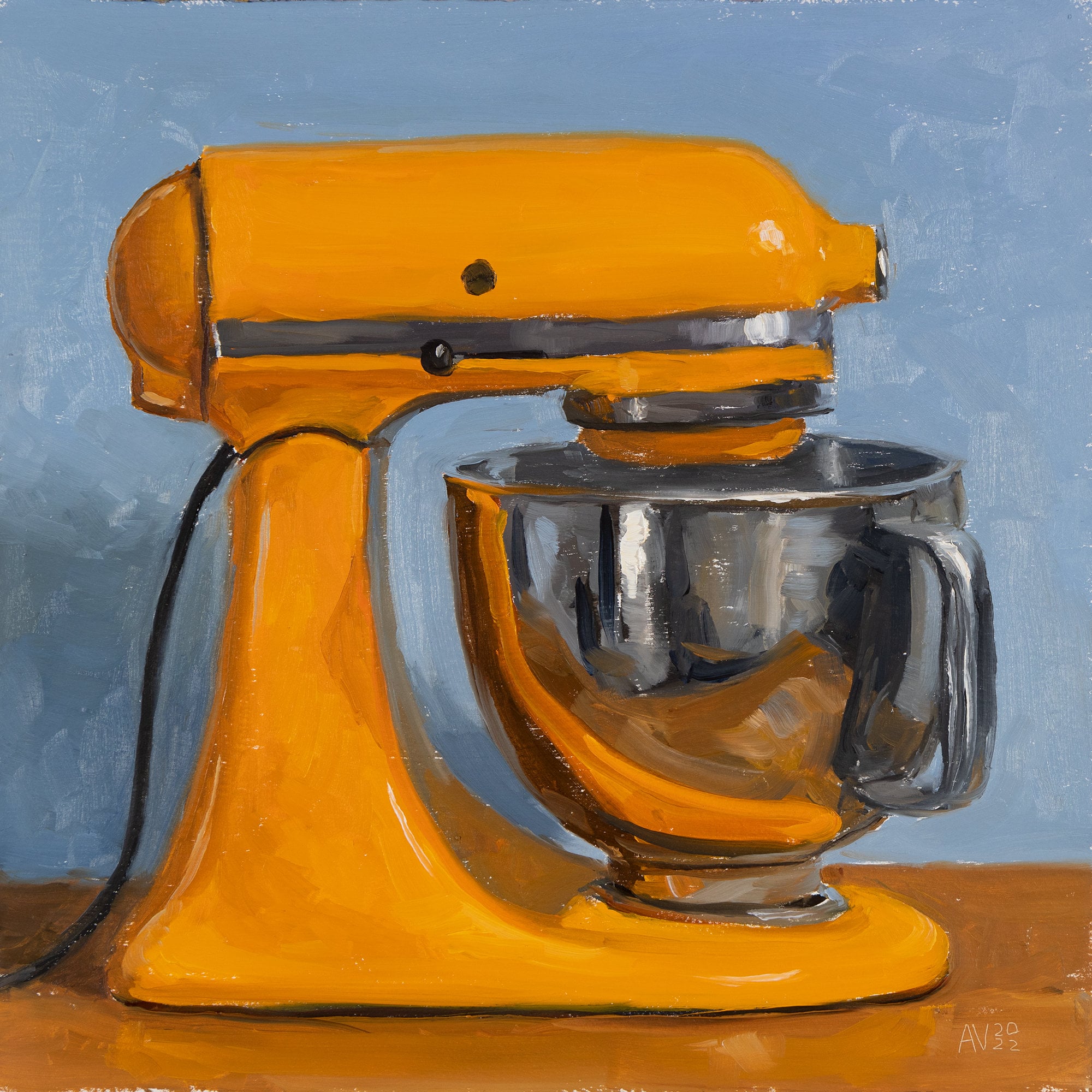 Orange Kitchen Aid Stand Mixer on Blue Background, Small Painting, Square  Painting, Original Still Life Oil Painting - Etsy