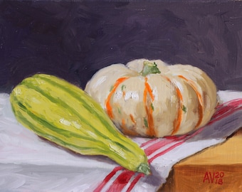 Autumn Gourds original still life oil painting by Aleksey Vaynshteyn