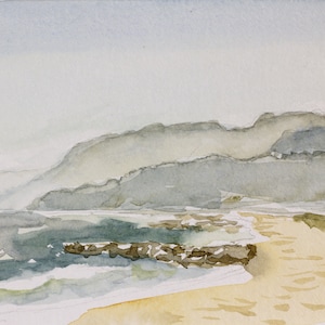 Sunset Beach Original California Landscape Painting by Aleksey Vaynshteyn