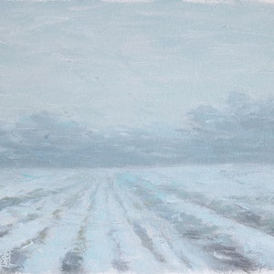 Blizzard paysage d’hiver peinture à l’huile de neige peinture à l’huile art moderne minimaliste par Aleksey Vaynshteyn