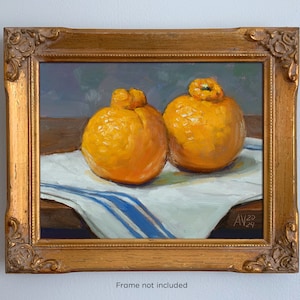 Sumo Oranges on French cloth original oil painting still life by Aleksey Vaynshteyn image 2