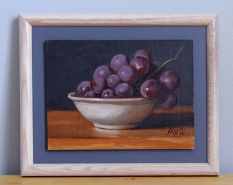 Globe Grapes Framed Original Oil Painting Still Life by Aleksey Vaynshteyn