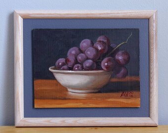 Globe Grapes Peinture à l’huile originale Nature morte par Aleksey Vaynshteyn