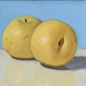 Asian Sand Pears in the Nude Original Oil Painting Still Life by