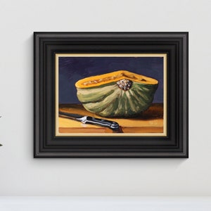 Kabocha Squash Oil Painting, Thanksgiving present, housewarming gift, gourd original oil painting on board by Aleksey Vaynshteyn image 2