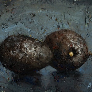 Paire davocats texture lourde peinture à lhuile empâtée originale nature morte par Aleksey Vaynshteyn image 1