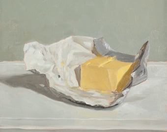 Irish butter in silver foil art Giclée print of original oil painting still life by Aleksey Vaynshteyn