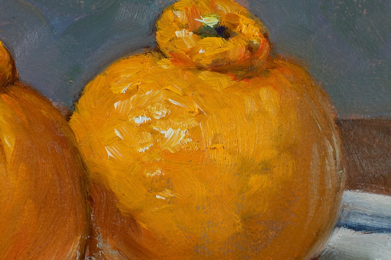 Sumo Oranges on French cloth original oil painting still life by Aleksey Vaynshteyn image 9