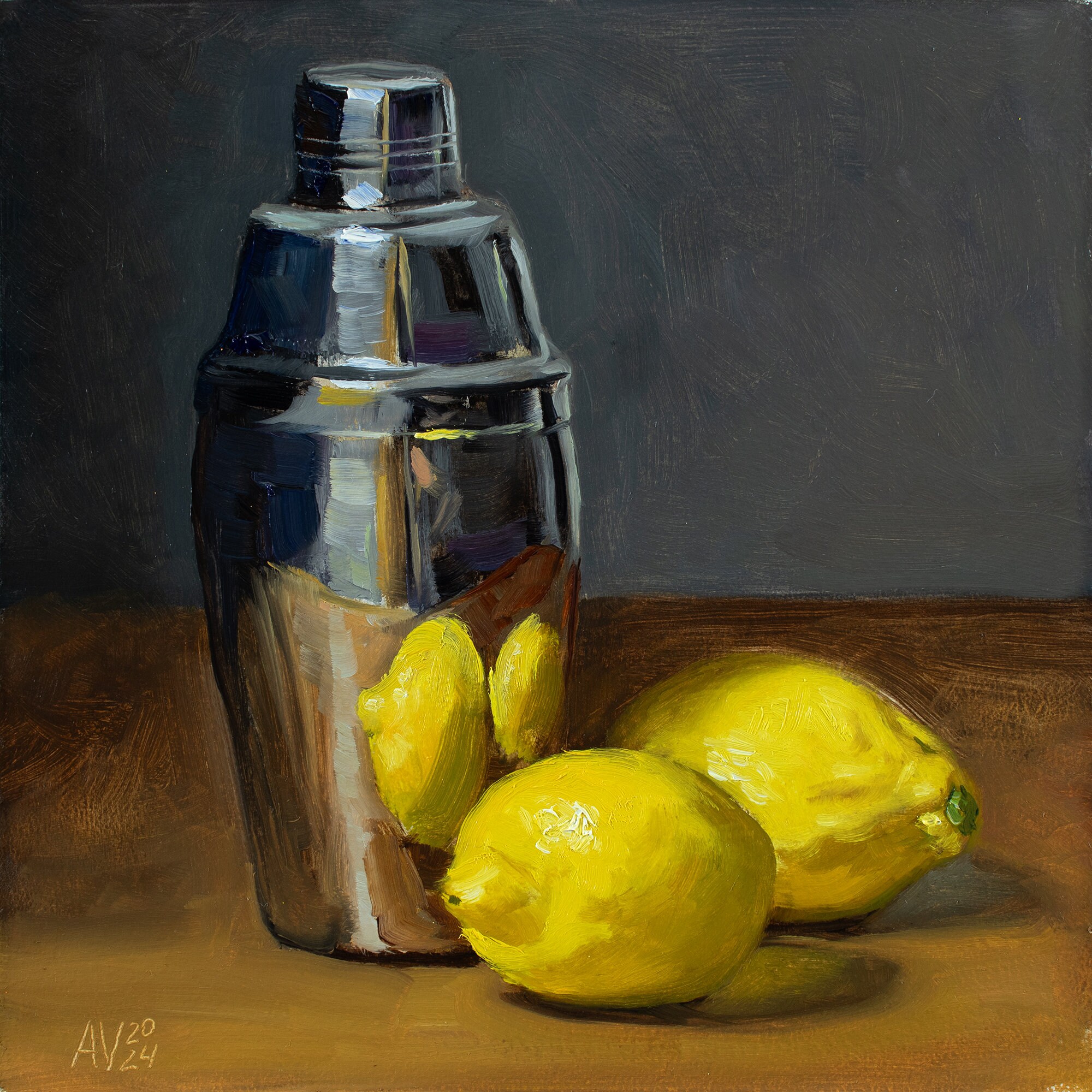 Martini Shaker and Lime Painting, Liquor Oil Painting, Cocktail