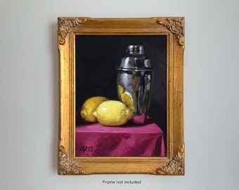 Martini Shaker and Lemons Giclée print of my Original Kitchen Art by Aleksey Vaynshteyn