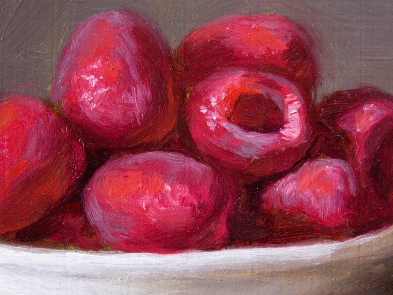Red Ripe Raspberries in a Bowl Kitchen Painting Still Life by Aleksey Vaynshteyn image 5