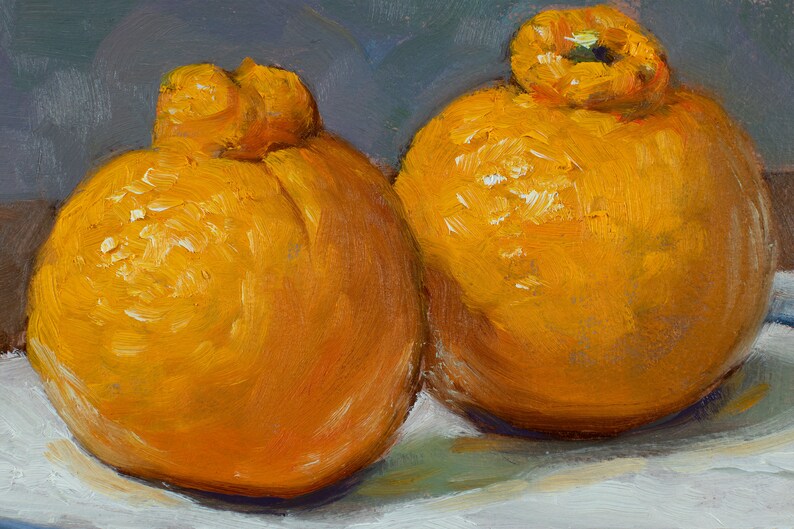 Sumo Oranges on French cloth original oil painting still life by Aleksey Vaynshteyn image 5