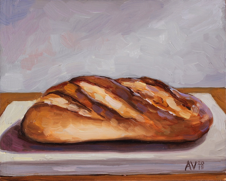 Original Oil Painting Still Life, Bread by Aleksey Vaynshteyn image 1