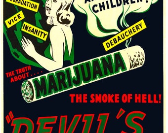 Marijuana Devil Harvest Campy Poster Repo FREE S//H in USA