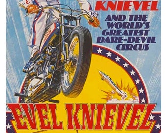 Vintage Reproduction Racing Poster Evil Knievel Wembley Stadium Harley Davidson Motorcycles