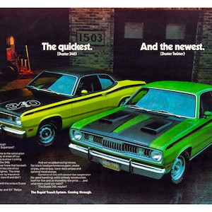 Vintage Reproduktion Poster Plymouth Dusters Muscle Cars