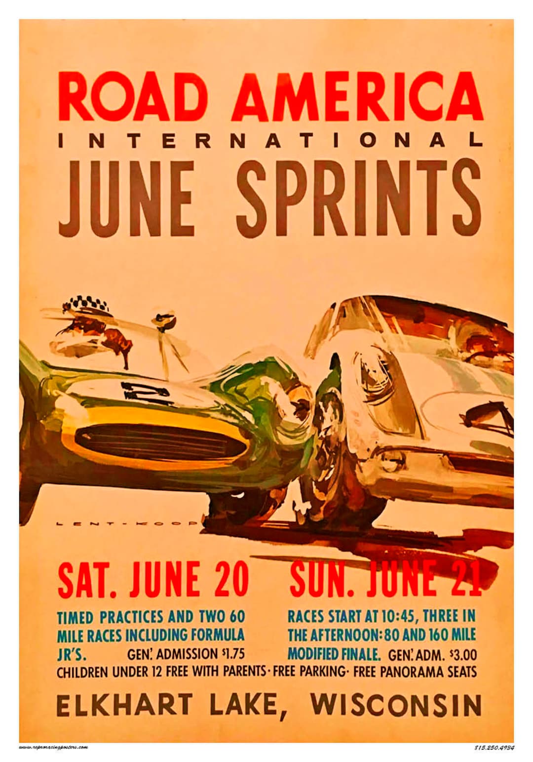 Vintage Reproduction Racing Poster 1964 Road America June