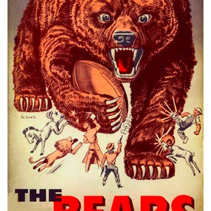Reproducción vintage del póster de fútbol americano de la NFL de los Chicago Bears de 1958