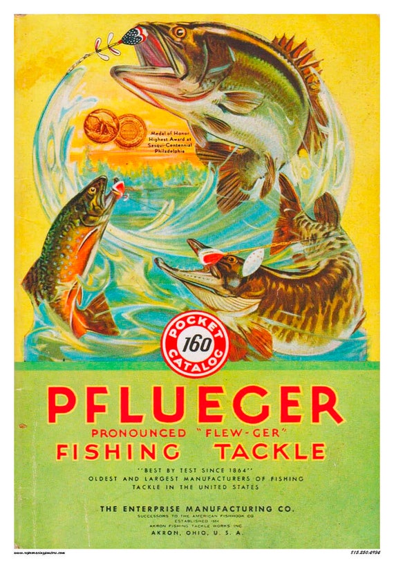 Vintage Reproduction Poster Pflueger Fishing Tackle -  Canada