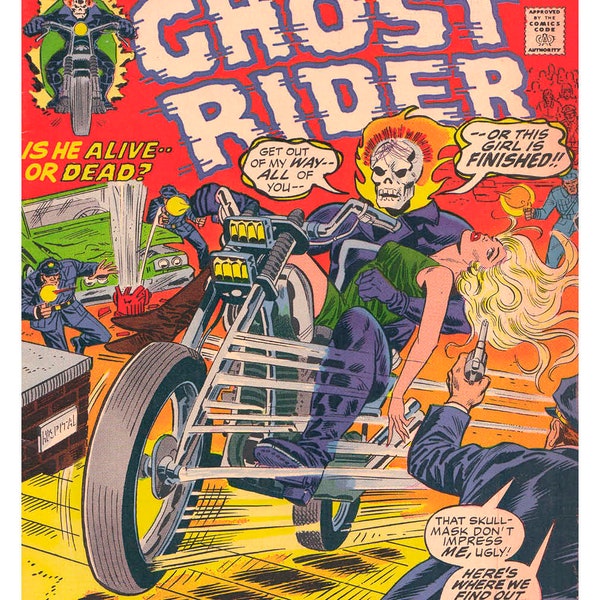 Vintage Reproduction Racing Poster Ghost Rider Motorcycle Comic Book