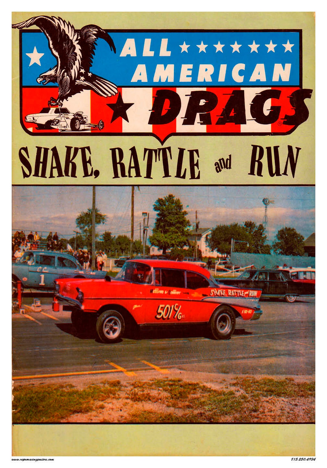 Vintage Reproduction Racing Poster All American Drags Shake