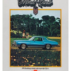 ヴィンテージ複製ポスター 1974 シボレー モンテカルロ マッスルカー