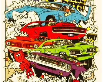 Vintage Reproduction Racing Poster Dodge Scat Pack 2nd Generation muscle car poster