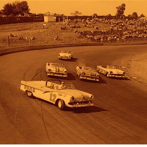 Vintage Reproduction Racing Poster NASCAR Convertible Stock Cars on Dirt