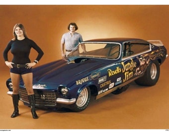 Vintage Reproduction Racing Poster Jungle Jim and Pam Funny Car Vega