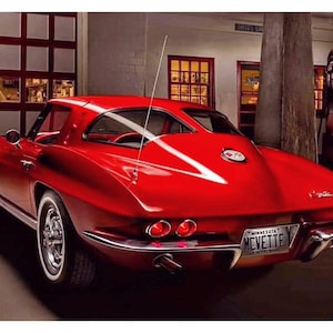 Vintage Reproduktion Racing Poster 1963 Split Fenster Corvette Muskelauto