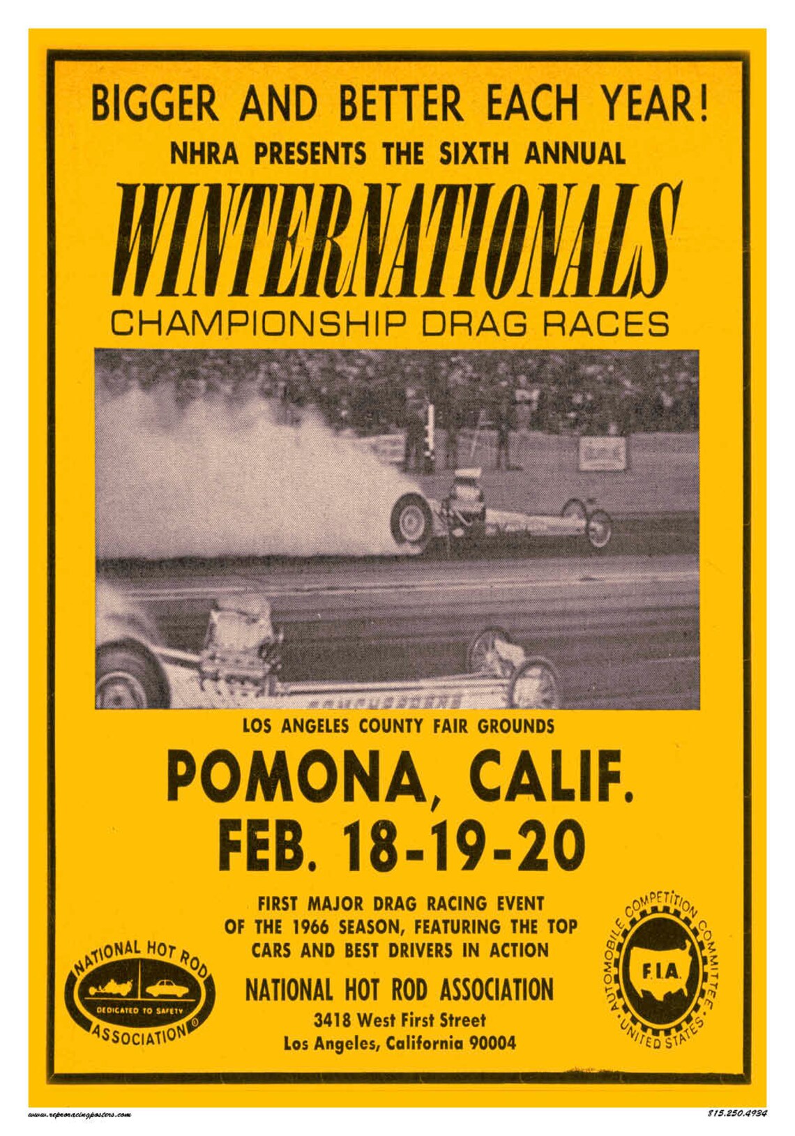 Vintage Reproduction Racing Poster NHRA Winter Nationals Drag Etsy
