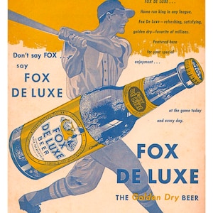 Póster de reproducción vintage 1951 Chicago White Baseball Fox DeLuxe Beer