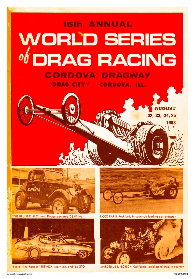 Vintage Reproduction Racing Poster 1968 Cordova World Series Etsy